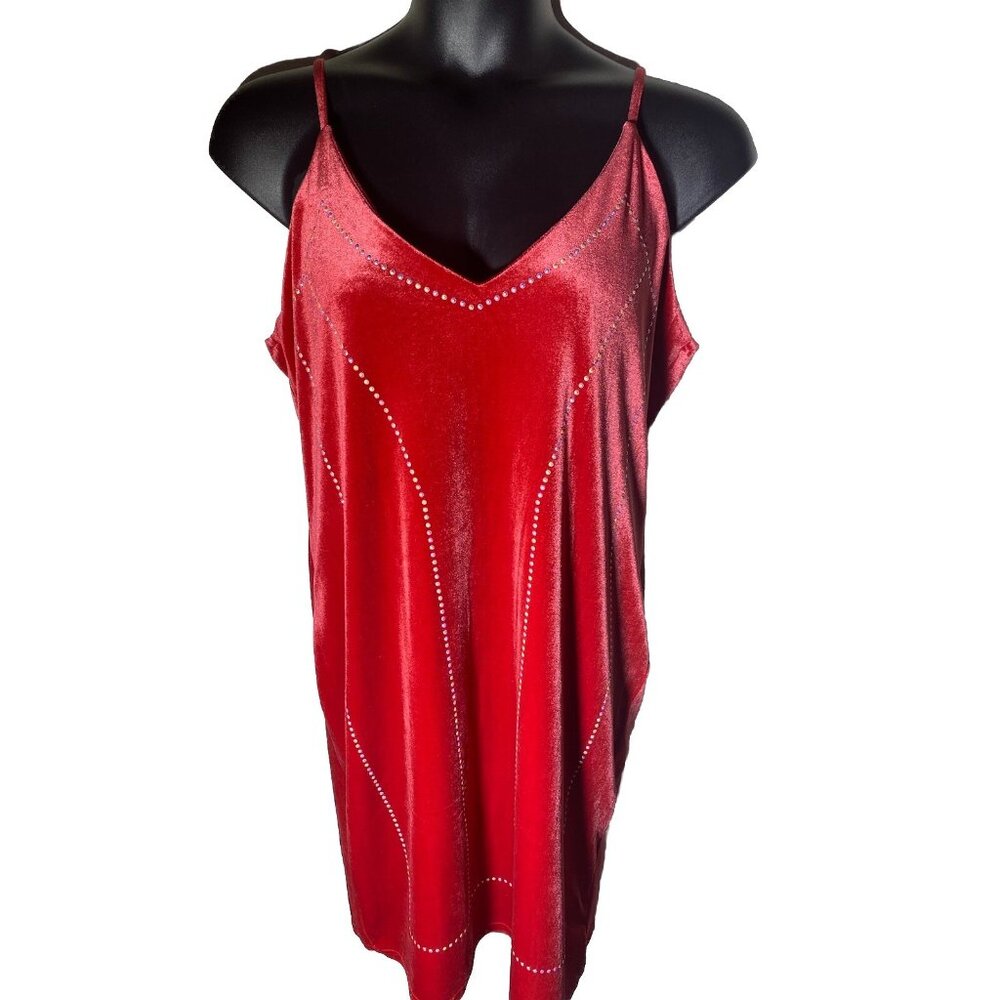 Emma & Posh Red Velvet Sz 3X Adjustable Strap Bodycon Dress Metal Detail NWT